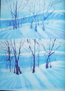 Practice with negative shadows (the white is from paint removed)