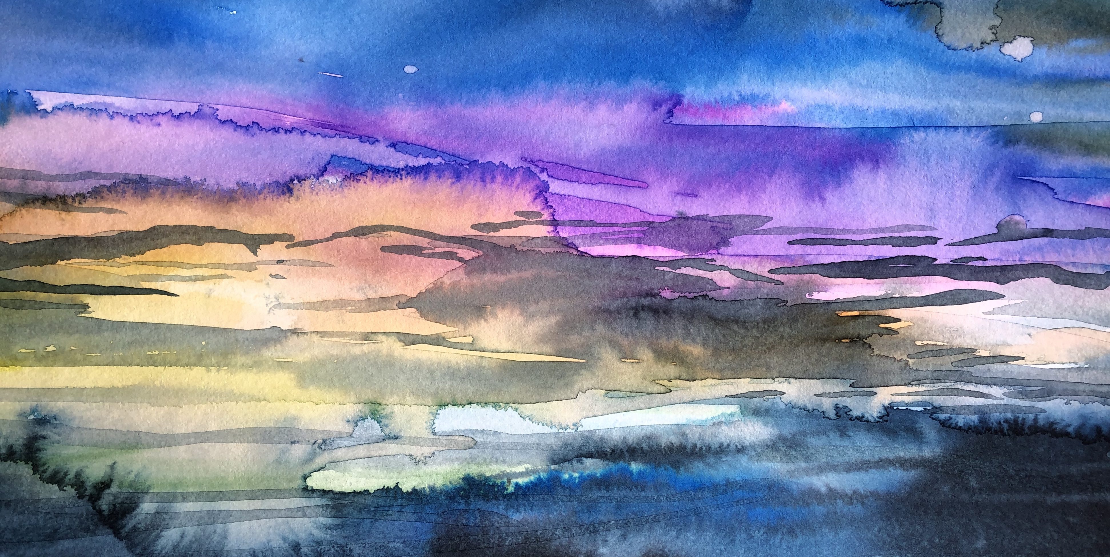 Colorful Poured Paint Sky